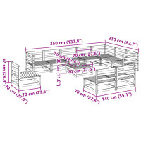 vidaXL 11-tlg. Garten-Sofagarnitur Wachsbraun Massivholz Kiefer