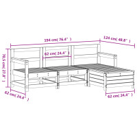 vidaXL 4-tlg. Garten-Sofagarnitur Wei&szlig; Massivholz Kiefer