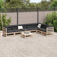 vidaXL 8-tlg. Garten-Sofagarnitur mit Kissen Massivholz Kiefer