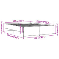 vidaXL Bettgestell Schwarz 160x200 cm Holzwerkstoff und Metall