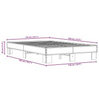 vidaXL Bettgestell R&auml;uchereiche 135x190 cm Holzwerkstoff und Metall