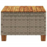 vidaXL Gartentisch Grau 55x55x36 cm Poly Rattan Akazienholz