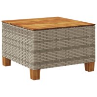 vidaXL Gartentisch Grau 55x55x36 cm Poly Rattan Akazienholz