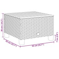 vidaXL Gartentisch Grau 55x55x36 cm Poly Rattan Akazienholz