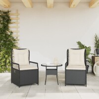 vidaXL Gartensessel 2 Stk. Verstellbar Schwarz Poly Rattan