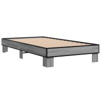 vidaXL Bettgestell Grau Sonoma 75x190 cm Holzwerkstoff und Metall