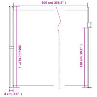 vidaXL Seitenmarkise Ausziehbar Terrakottarot 200x600 cm