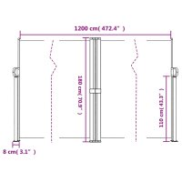 vidaXL Seitenmarkise Ausziehbar Creme 180x1200 cm