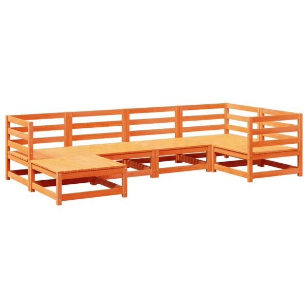 vidaXL 6-tlg. Garten-Sofagarnitur Wachsbraun Massivholz Kiefer