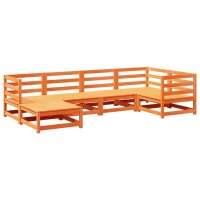 vidaXL 6-tlg. Garten-Sofagarnitur Wachsbraun Massivholz Kiefer