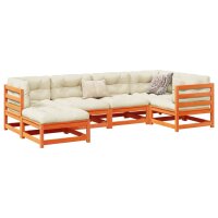 vidaXL 6-tlg. Garten-Sofagarnitur Wachsbraun Massivholz Kiefer