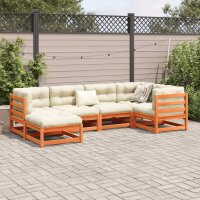 vidaXL 6-tlg. Garten-Sofagarnitur Wachsbraun Massivholz Kiefer