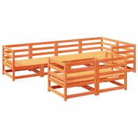 vidaXL 7-tlg. Garten-Sofagarnitur Wachsbraun Massivholz Kiefer