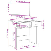 vidaXL Schminktisch mit Spiegel Betongrau 80x39x80 cm