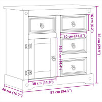 vidaXL Sideboard Corona 87x40x76 cm Massivholz Kiefer