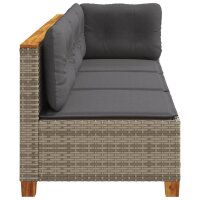 vidaXL Gartensofa mit Kissen 3-Sitzer Grau Poly Rattan