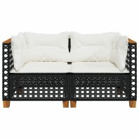 vidaXL Garten-Ecksofas mit Kissen 2 Stk. Schwarz Poly Rattan