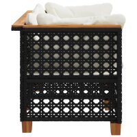 vidaXL Garten-Ecksofas mit Kissen 2 Stk. Schwarz Poly Rattan