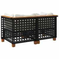 vidaXL Garten-Ecksofas mit Kissen 2 Stk. Schwarz Poly Rattan