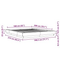 vidaXL Bettgestell Betongrau 160x200 cm Holzwerkstoff