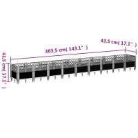 vidaXL Pflanzkasten mit Erdspie&szlig;en Grau 363,5x43,5x43,5 cm PP