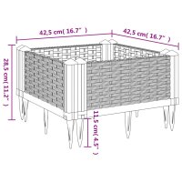 vidaXL Pflanzkasten mit Erdspie&szlig;en Braun 42,5x42,5x28,5 cm PP