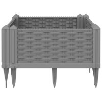 vidaXL Pflanzkasten mit Erdspie&szlig;en Hellgrau 42,5x42,5x28,5 cm PP