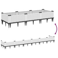 vidaXL Pflanzkasten mit Erdspie&szlig;en Wei&szlig; 125x40x28,5 cm PP