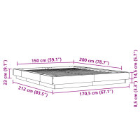 vidaXL Bettgestell Sonoma-Eiche 150x200 cm Holzwerkstoff