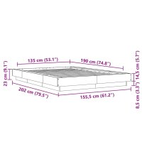 vidaXL Bettgestell R&auml;uchereiche 135x190 cm Holzwerkstoff