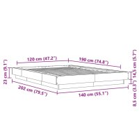 vidaXL Bettgestell R&auml;uchereiche 120x190 cm Holzwerkstoff