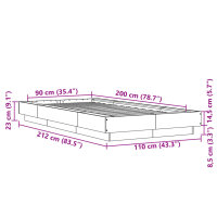 vidaXL Bettgestell Braun Eichen-Optik 90x200 cm Holzwerkstoff