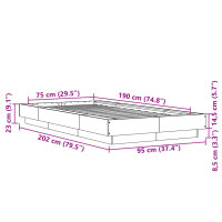 vidaXL Bettgestell R&auml;uchereiche 75x190 cm Holzwerkstoff