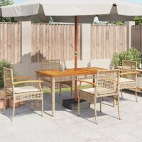 vidaXL Gartenst&uuml;hle mit Kissen 4 Stk. Beige Poly Rattan Akazienholz