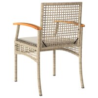 vidaXL Gartenst&uuml;hle mit Kissen 4 Stk. Beige Poly Rattan Akazienholz