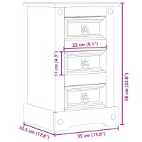 vidaXL Nachttisch Corona 35x32,5x58 cm Massivholz Kiefer