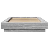 vidaXL Bettgestell mit LED Grau Sonoma 90x190 cm Holzwerkstoff