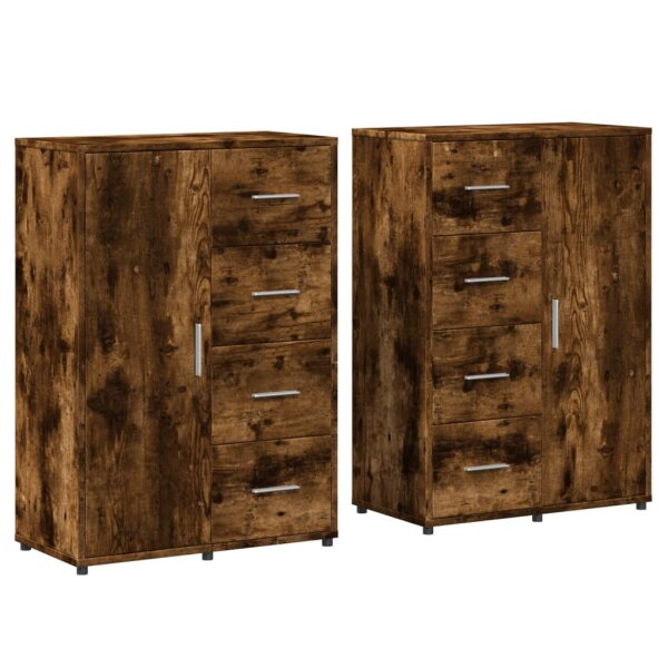 vidaXL Sideboards 2 Stk. R&auml;uchereiche 60x31x84 cm Holzwerkstoff