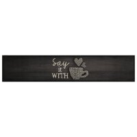 vidaXL K&uuml;chenteppich Waschbar Tasse Schwarz 60x300 cm Samt