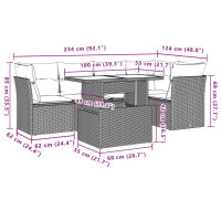 vidaXL 6-tlg. Garten-Sofagarnitur mit Kissen Schwarz Poly Rattan