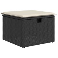 vidaXL 6-tlg. Garten-Sofagarnitur mit Kissen Schwarz Poly Rattan