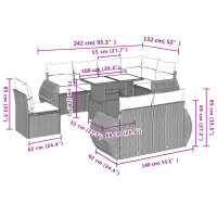 vidaXL 9-tlg. Garten-Sofagarnitur mit Kissen Schwarz Poly Rattan