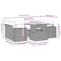 vidaXL 7-tlg. Garten-Sofagarnitur mit Kissen Schwarz Poly Rattan