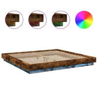 vidaXL Bettgestell mit LED R&auml;uchereiche 200x200 cm Holzwerkstoff