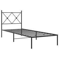 vidaXL Bettgestell mit Kopfteil Metall Schwarz 75x190 cm