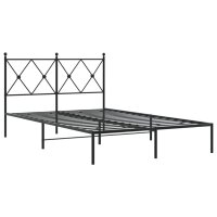 vidaXL Bettgestell mit Kopfteil Metall Schwarz 120x190 cm