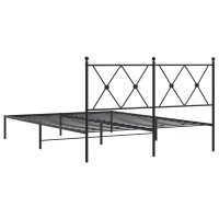 vidaXL Bettgestell mit Kopfteil Metall Schwarz 135x190 cm