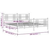 vidaXL Bettgestell mit Kopf- und Fu&szlig;teil Metall Schwarz 200x200 cm