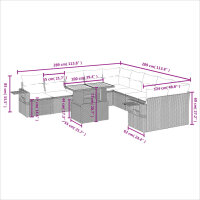 vidaXL 11-tlg. Garten-Sofagarnitur mit Kissen Grau Poly Rattan