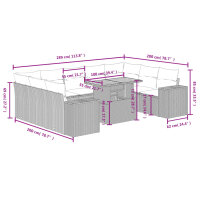 vidaXL 10-tlg. Garten-Sofagarnitur mit Kissen Grau Poly Rattan